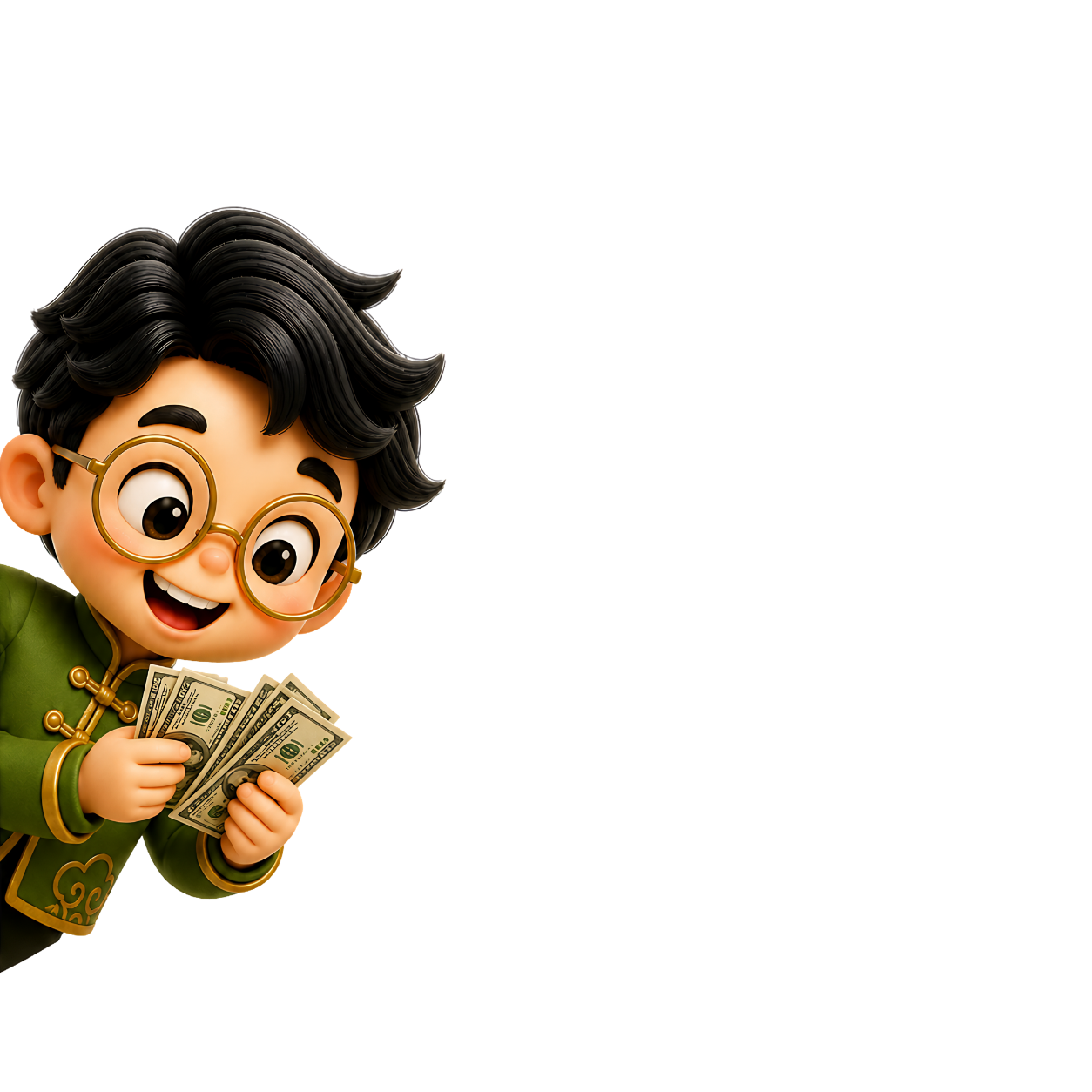 Wang Wei with cash
